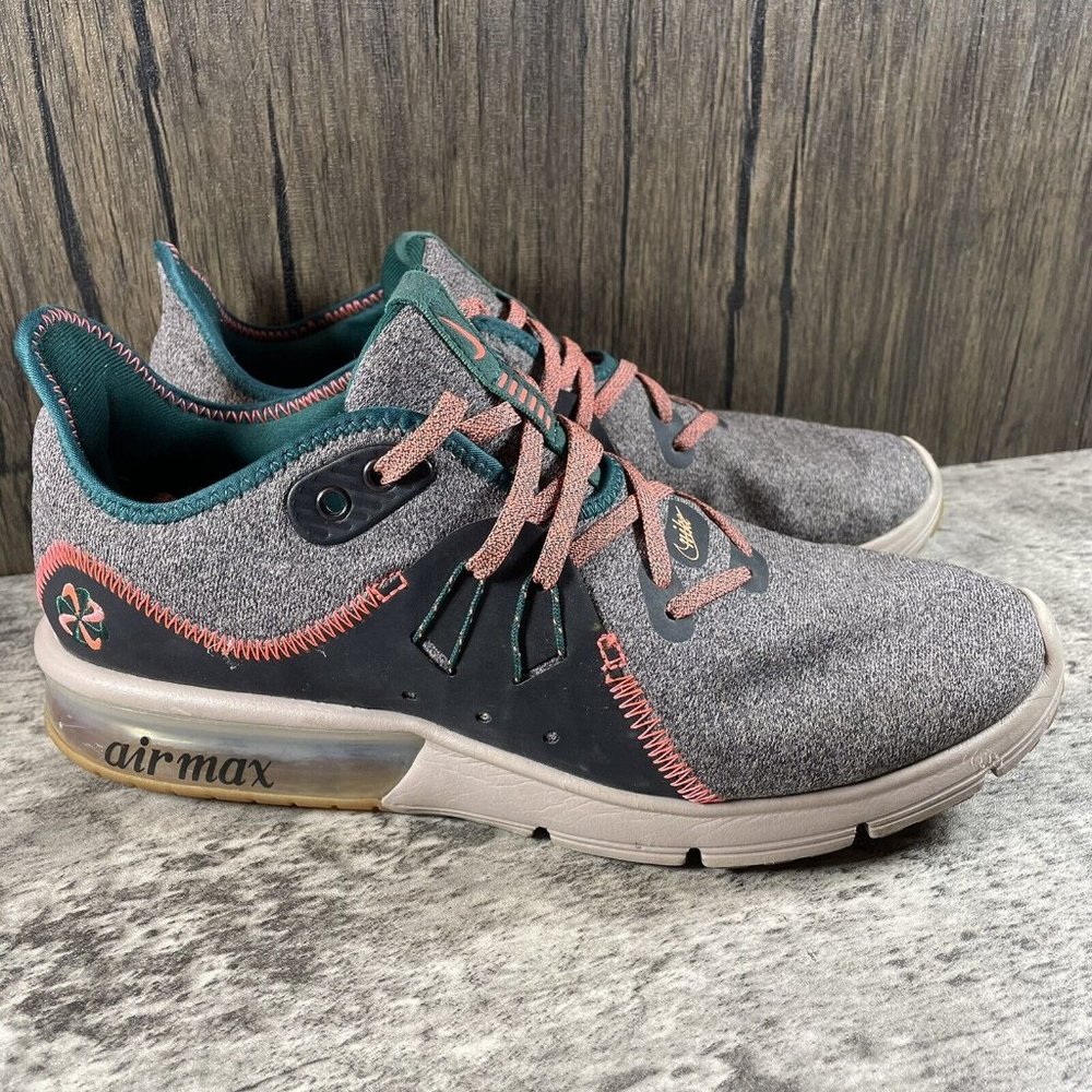 Nike Women Air Max Sequent 3 Premium V AR0255-001 Oil Grey/Bright Mango Size 9.5